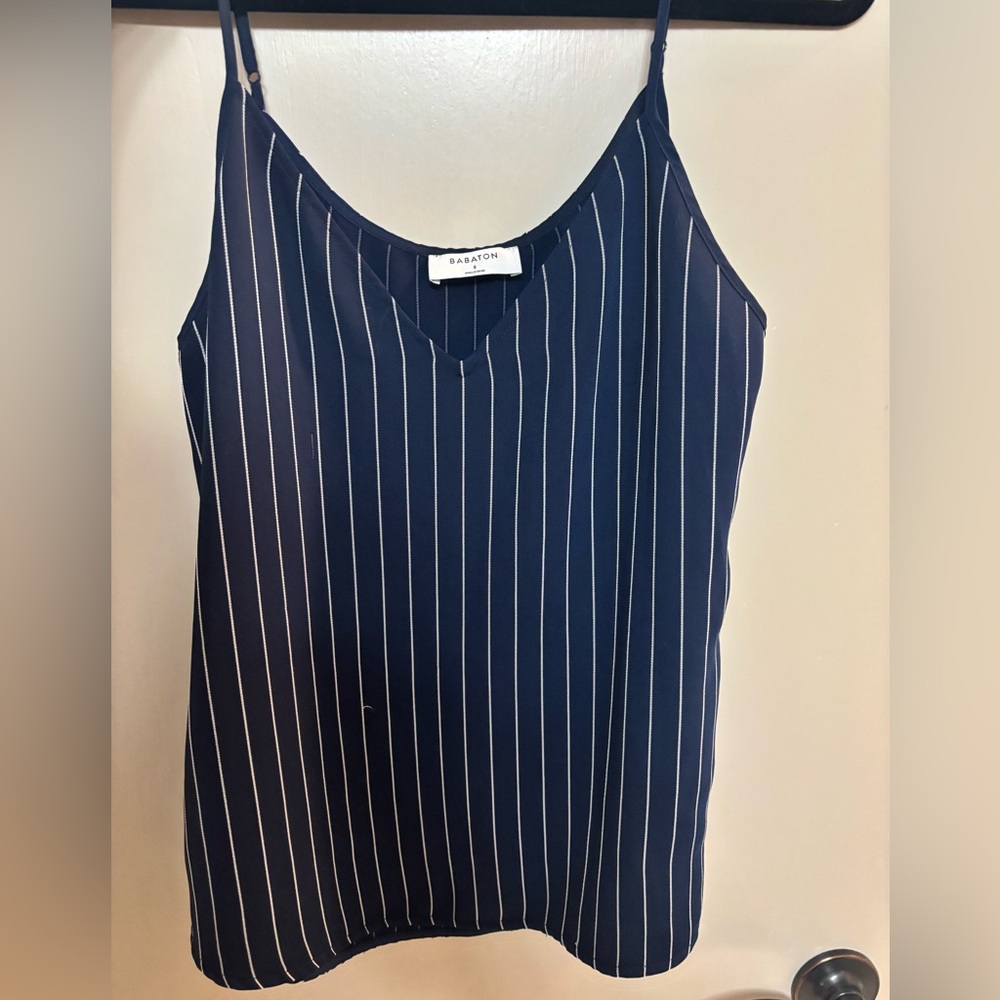 Aritzia Navy and White Striped Blouse